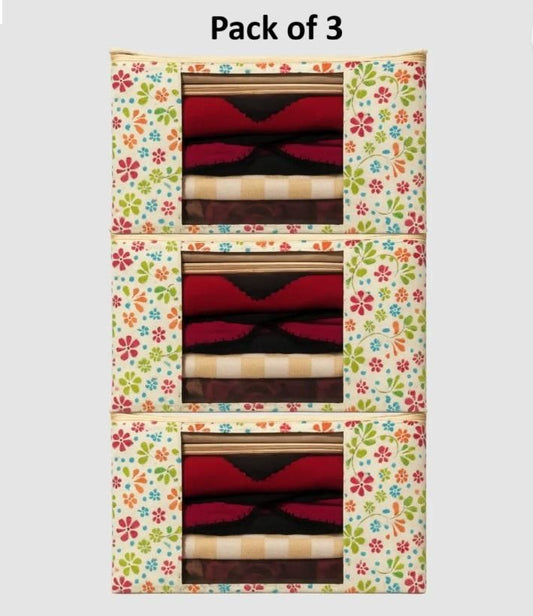 High Quality Ivory Flower Printed Saree Cover