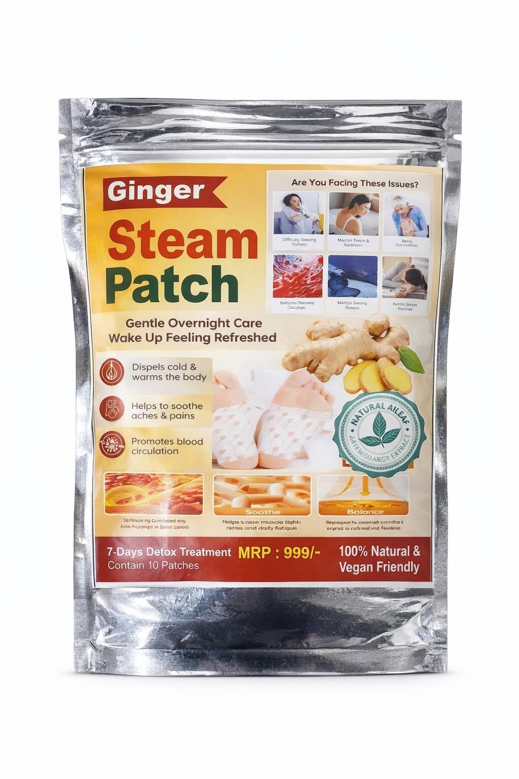 Ginger Steam Foot Patches  (Pack of 1) 10 Patches